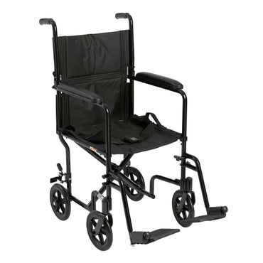 Drive Medical ATC19-BK Lightweight Transport Wheelchair, 19" Seat, Black